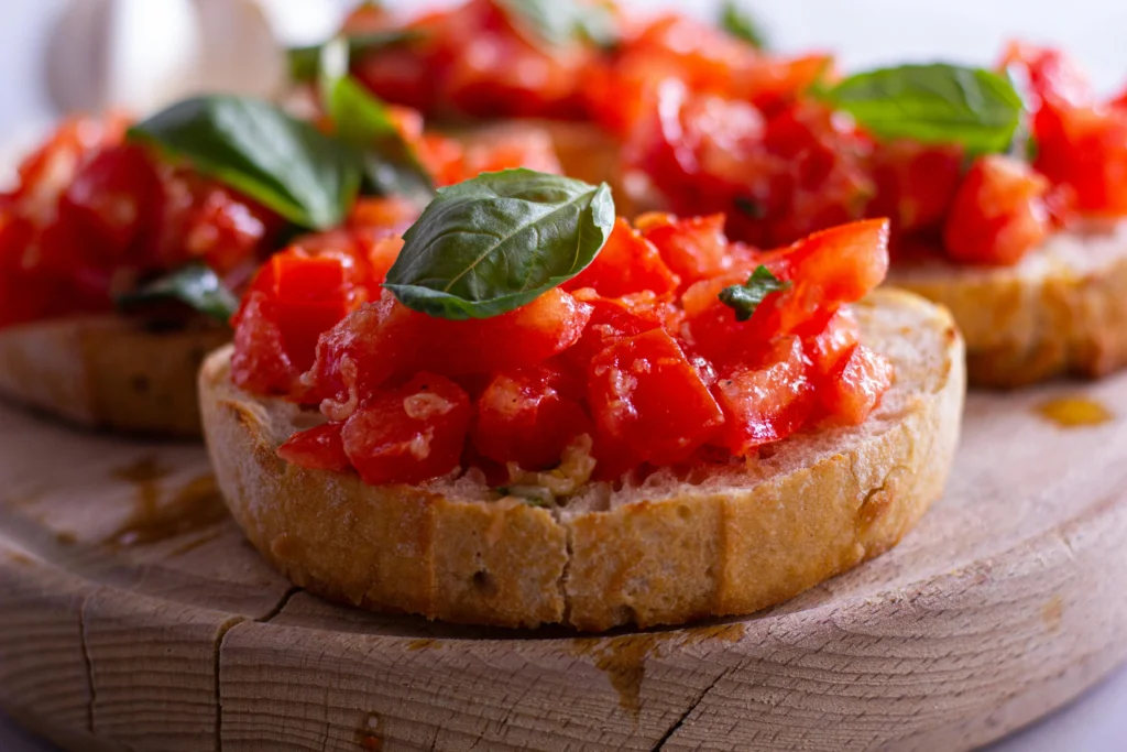 A Bruschetta in Close-Up Photography