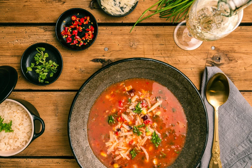 Black Ceramic Bowl With fish curry