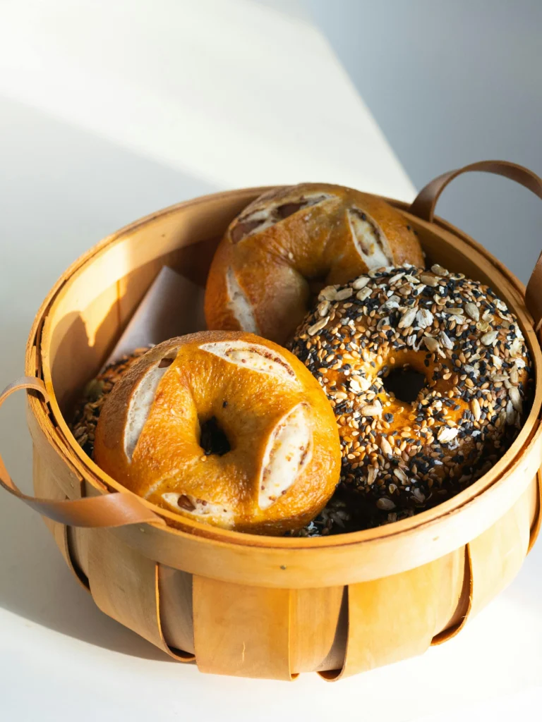 Brown scooped bagels on Brown Bowl