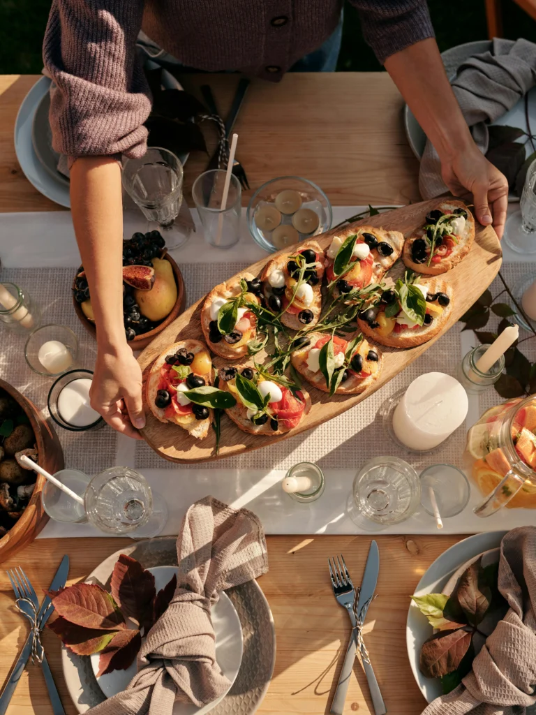 Bruschetta on Brown Wooden Board