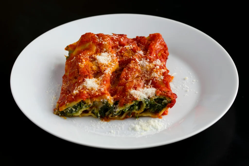 Close-up Photo of Lasagna on Ceramic Plate