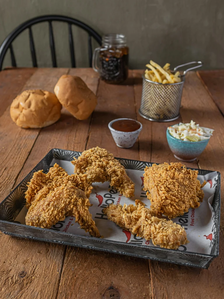 Delicious southern fried chicken on a Tray