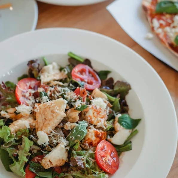 chick fil a cobb salad in plate on table