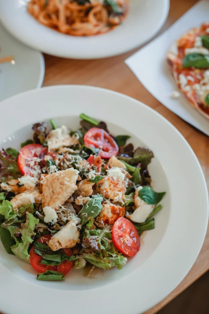 chick fil a cobb salad in plate on table