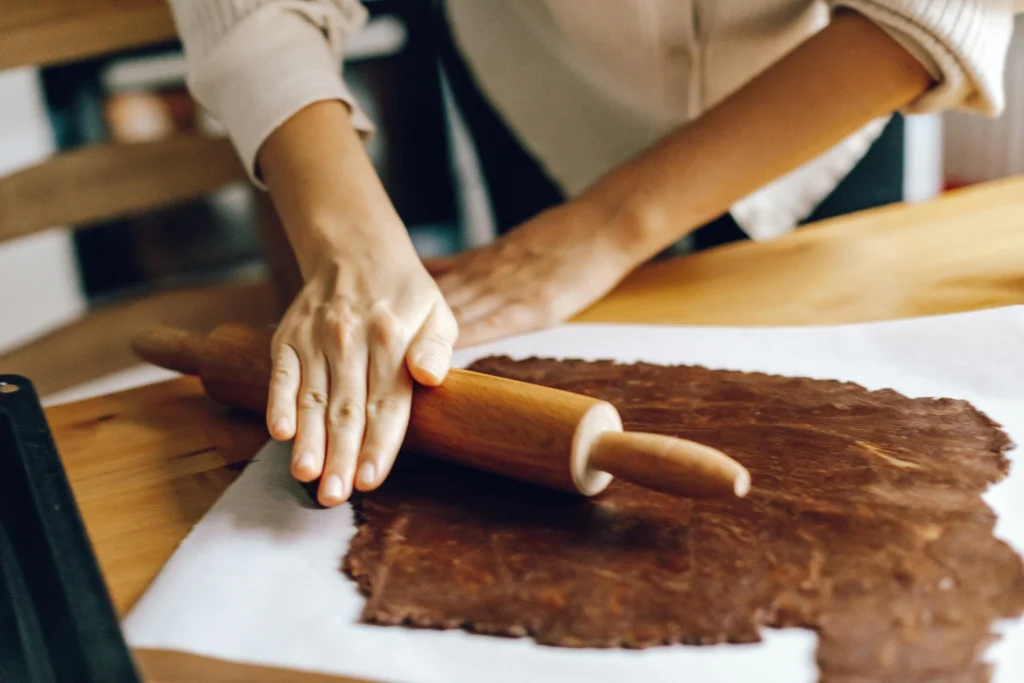 Preparing homemade chocolate dough