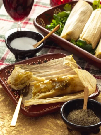 Cooked shredded chicken for filling chicken tamales