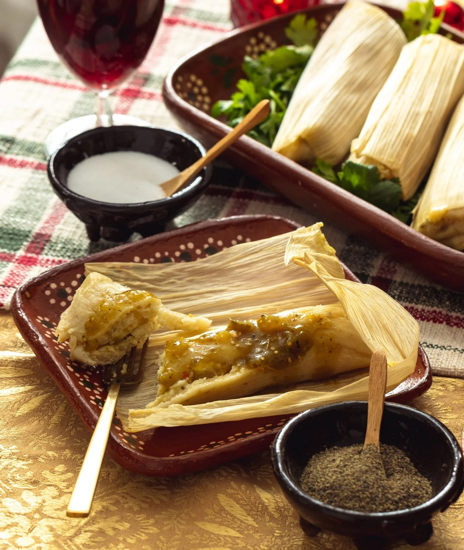 Cooked shredded chicken for filling chicken tamales