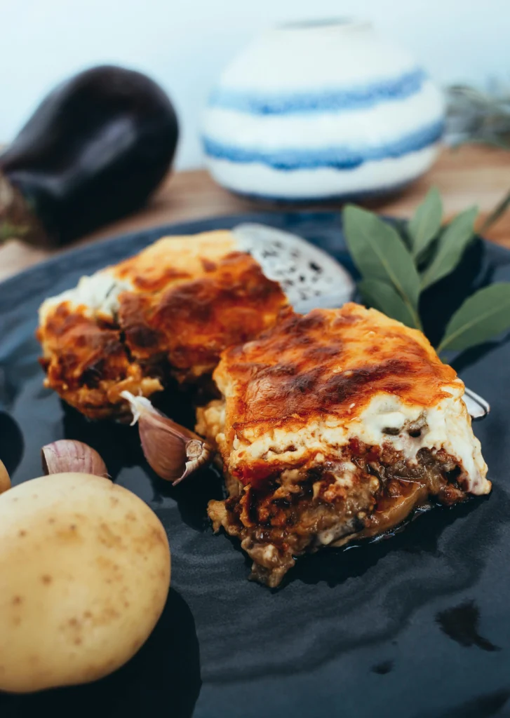 Vegan Eggplant Parmesan in Close Up Photography