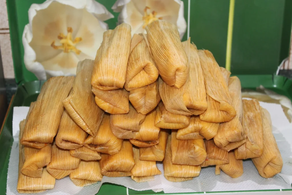 Freshly made masa dough for chicken tamales recipe