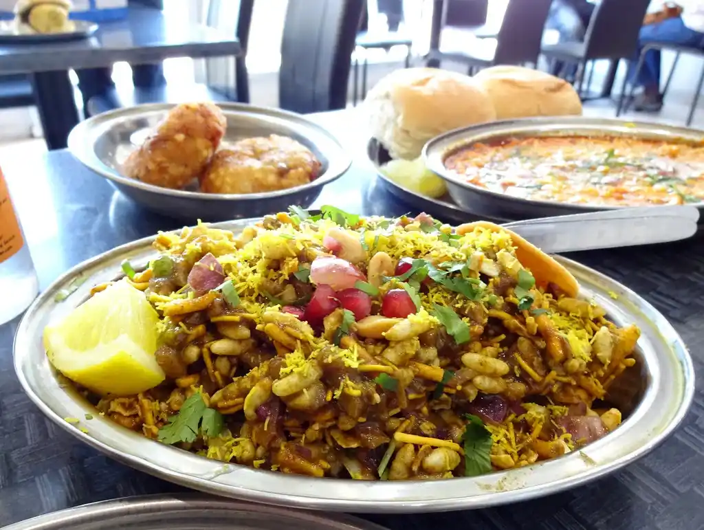 A beautifully presented bowl of Bhel Puri ready to be enjoyed