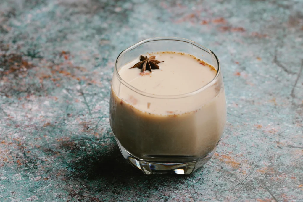 Glass of horchata recipe drink with anise