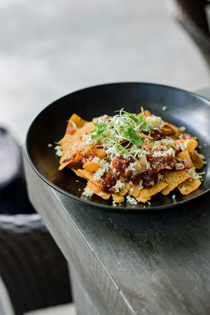 Nachos with Topping on a Plate