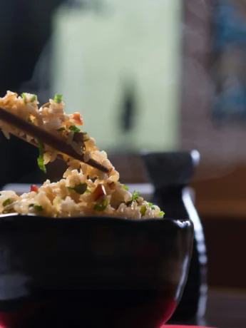 Selective Focus Photography of Fried vegetable pulao in Bowl