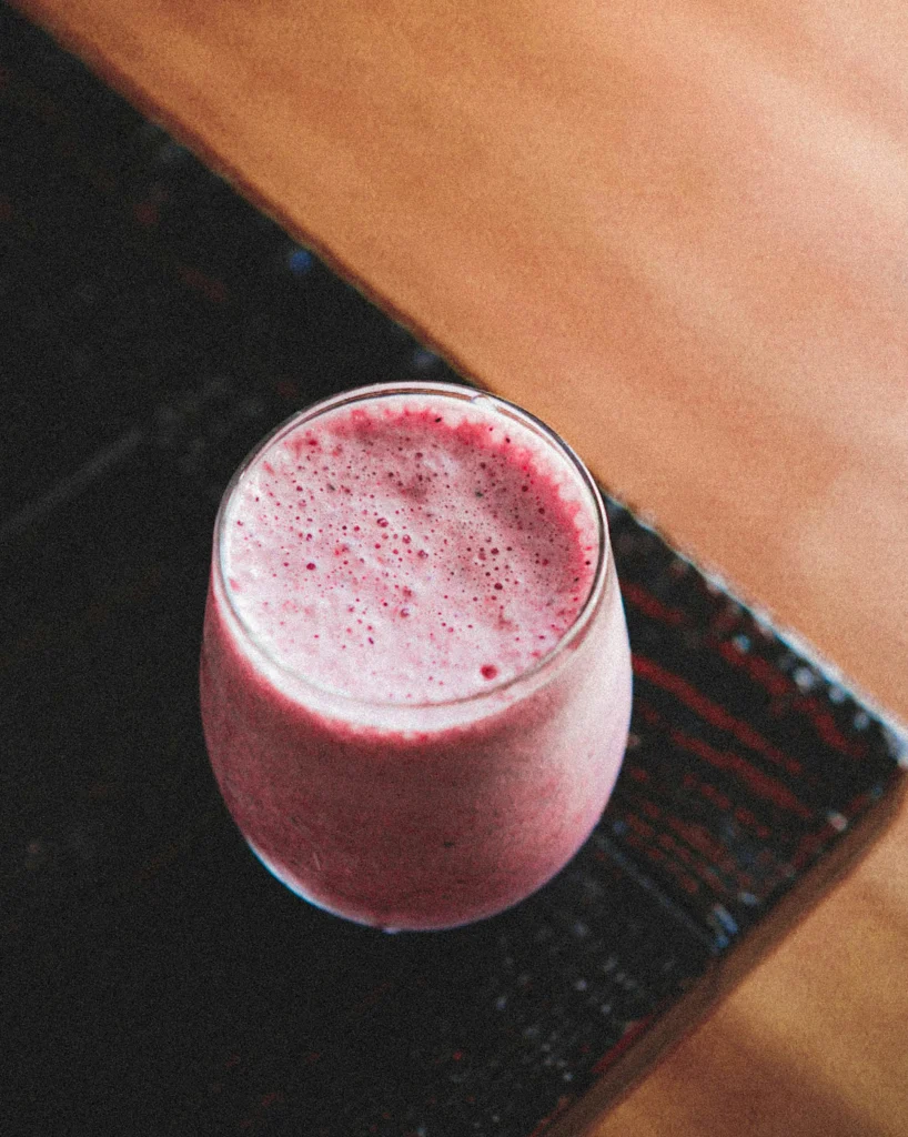 strawberry horchata in a Glass