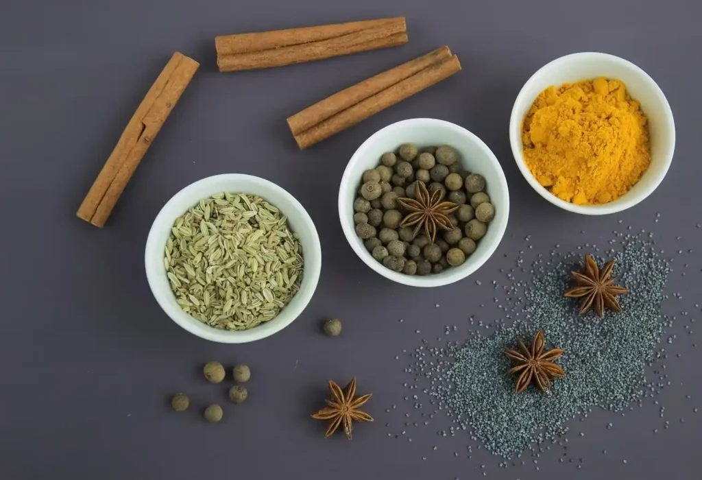 An assortment of ingredients for the Rajma Recipe