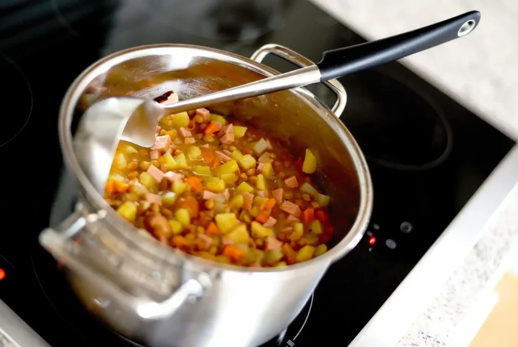 Spicy Hot and Sour Soup with visible chili flakes and vibrant broth