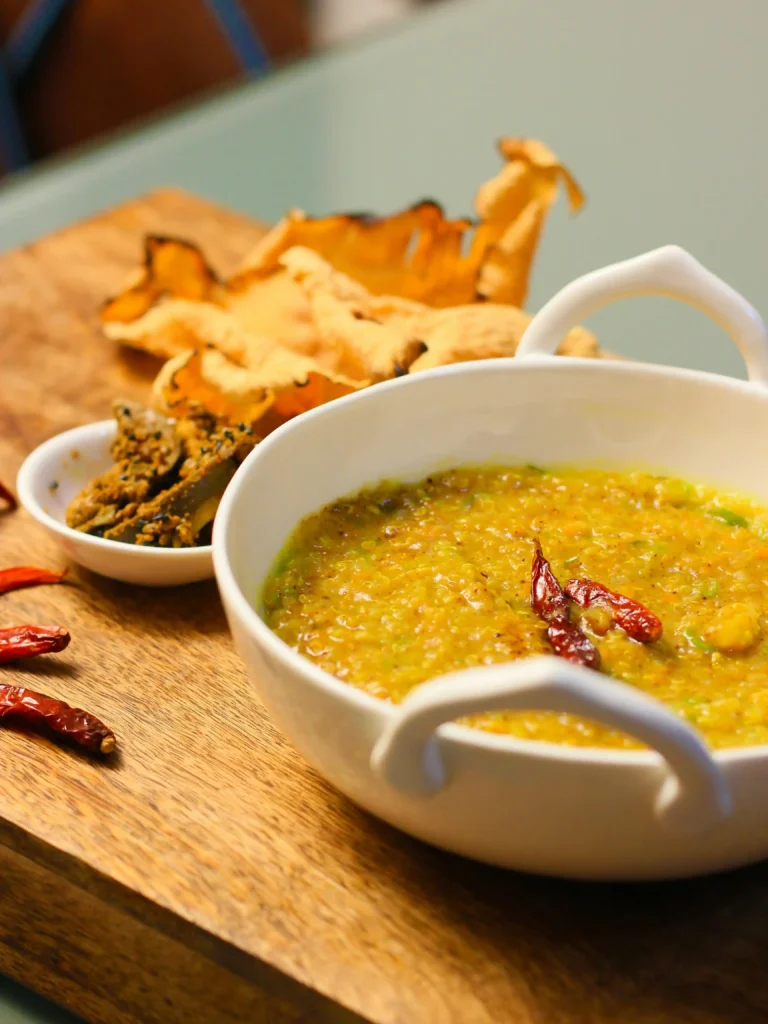 A Spicy Moong Dal Khichdi in White Bowl