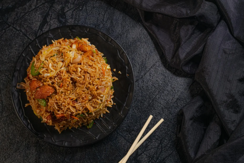 Appetizing Asian dish with fried rice