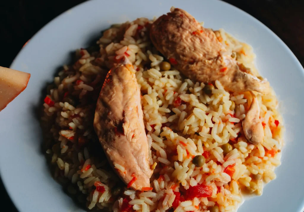 Chicken Fried Rice Served on Plate