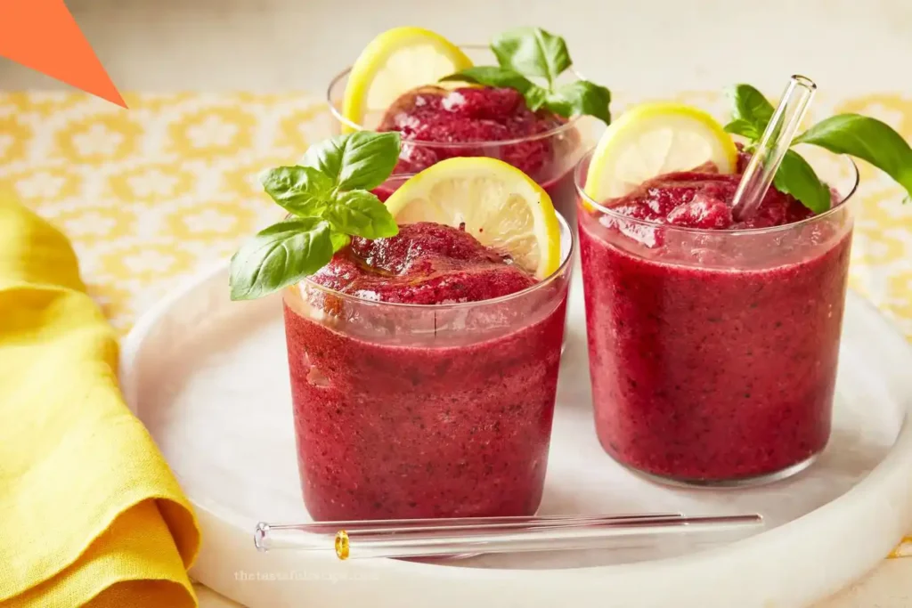 Beautifully set table with blueberry lemonade Recipe served in glasses