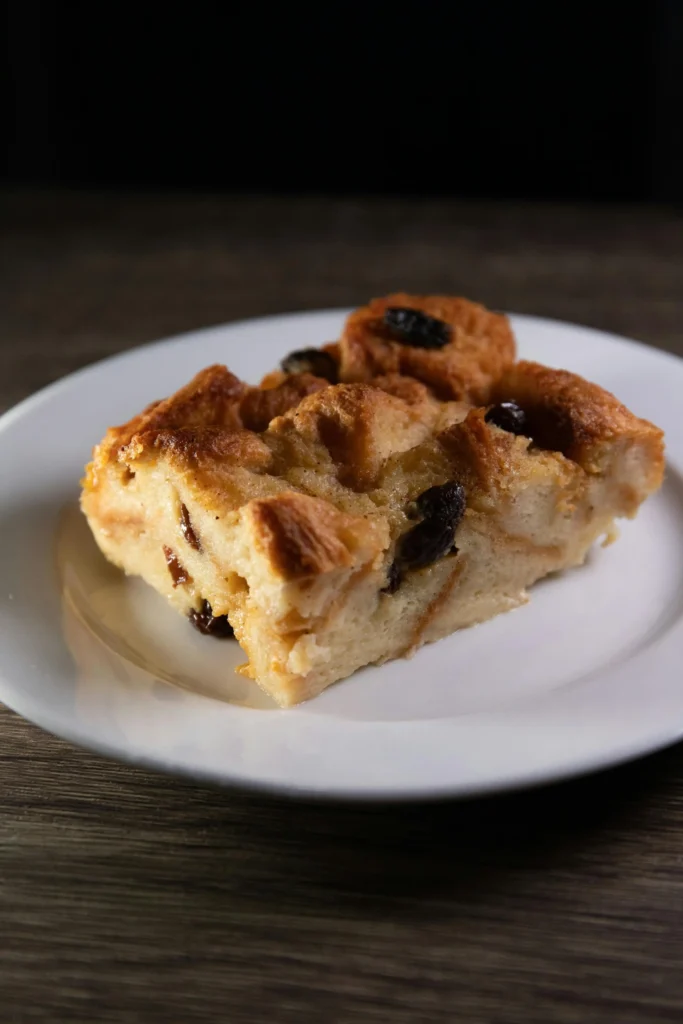 Bread Pudding on White Ceramic Plate (2)