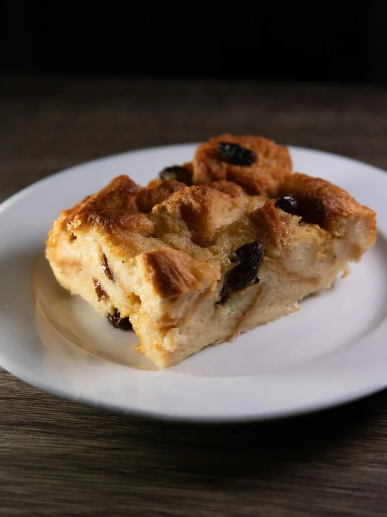 Bread Pudding on White Ceramic Plate (2)