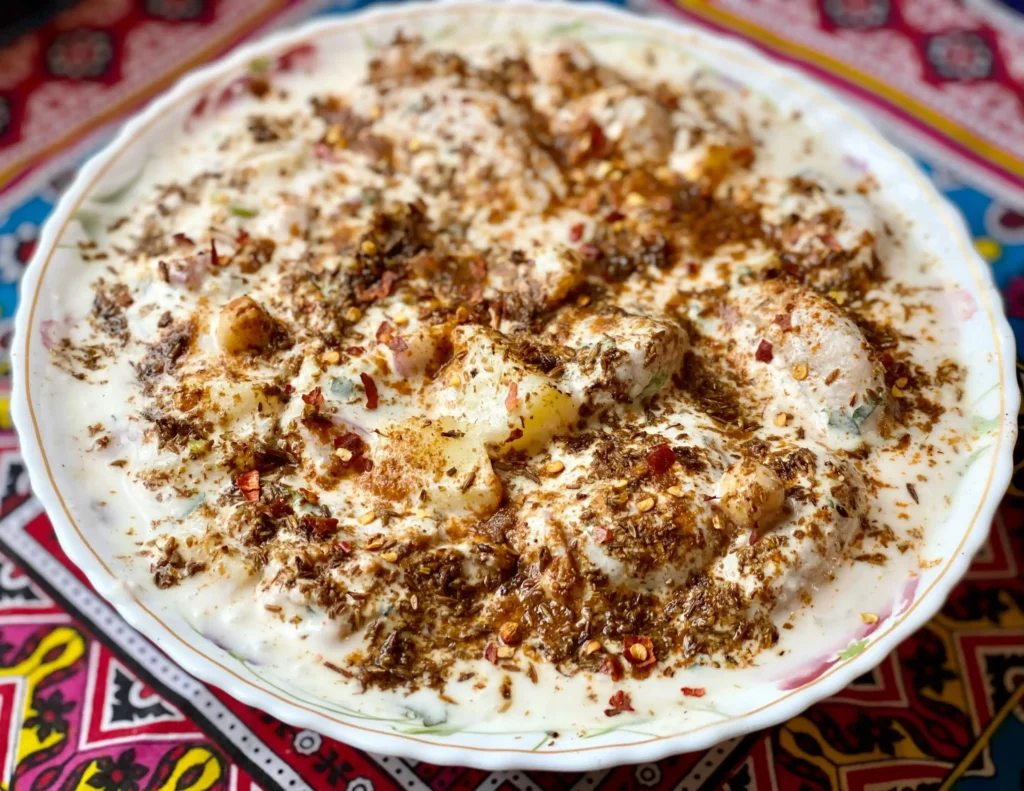 A Close-Up Shot of a Plate of Dahi Vada Recipe