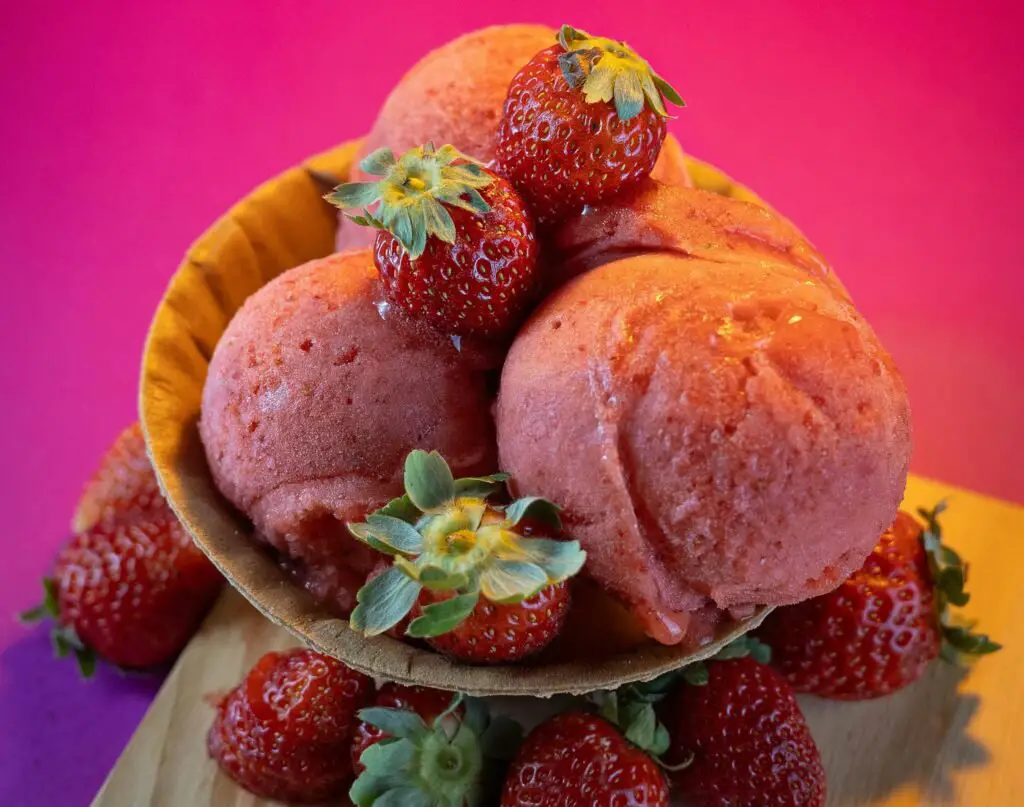 Raspberry Sorbet in a Bowl