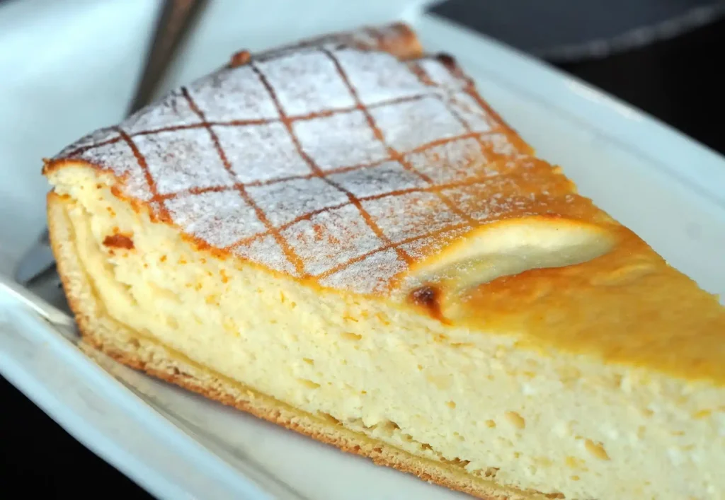 Close-up of a rich pumpkin cheesecake with a perfectly smooth texture