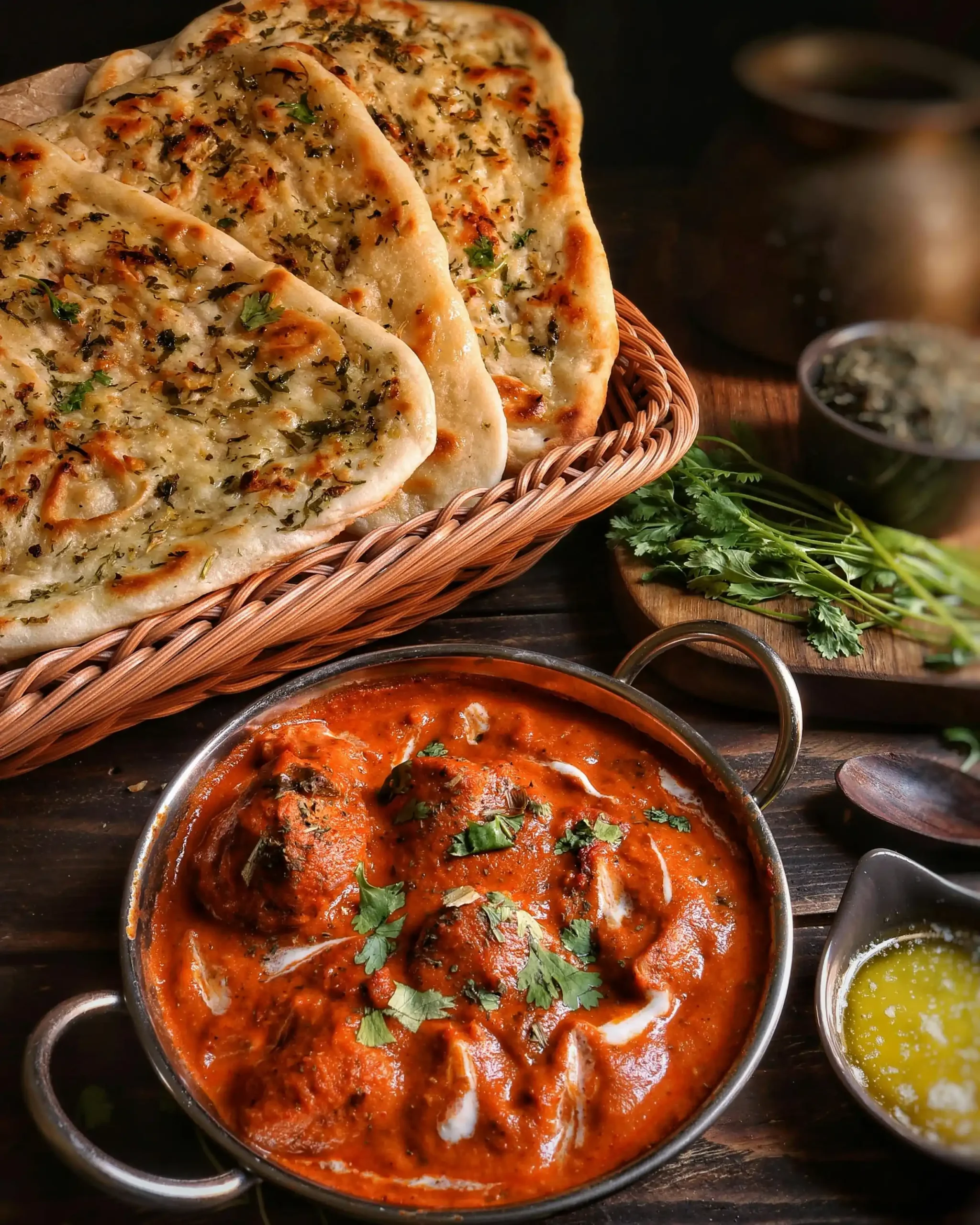 Cooked Rogan Josh on Wooden Table