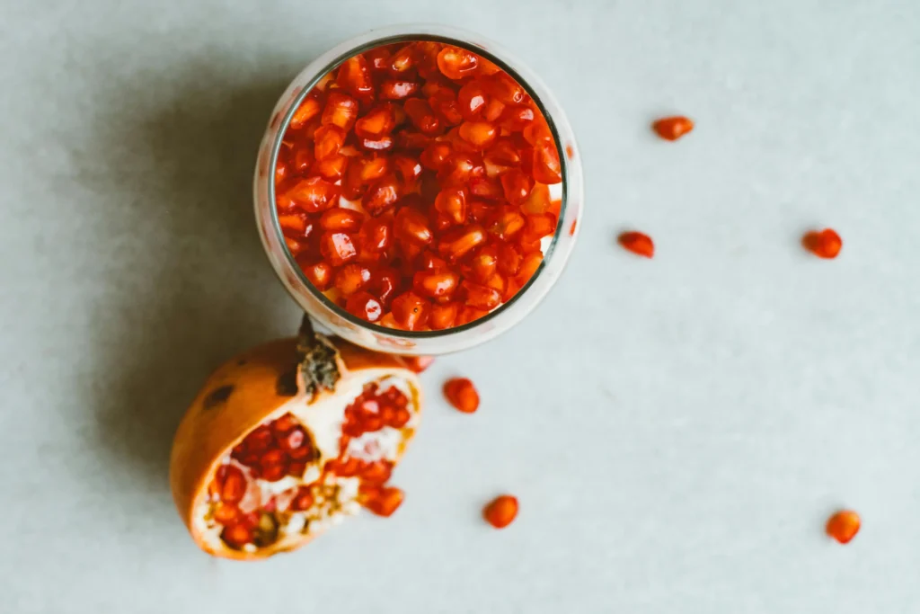 Fresh Pomegranate Topping in a Glass of Drink