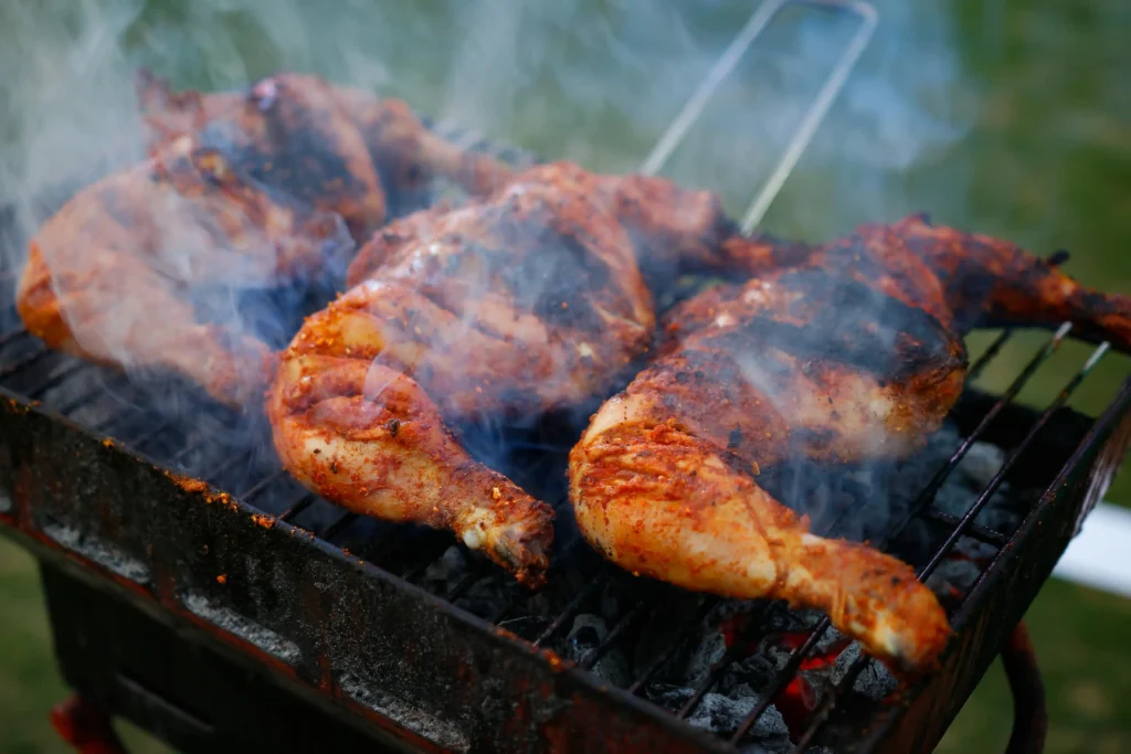 Tandoori Chicken Tikka on Black Charcoal Grill