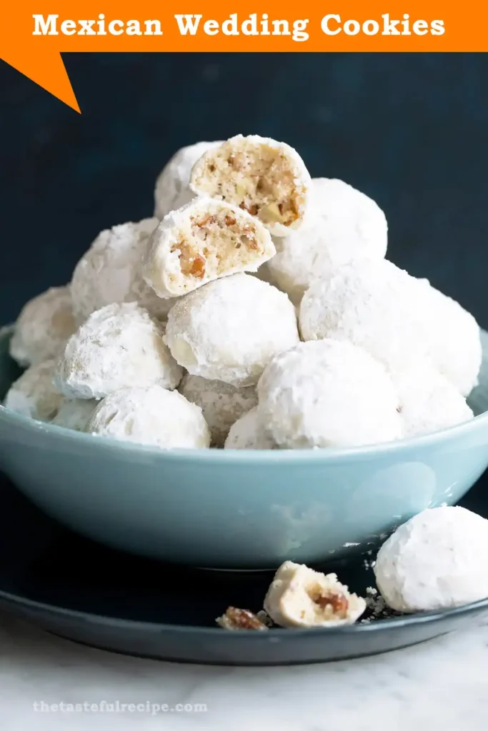 Mexican Wedding Cookies served with tea and powdered sugar dusting